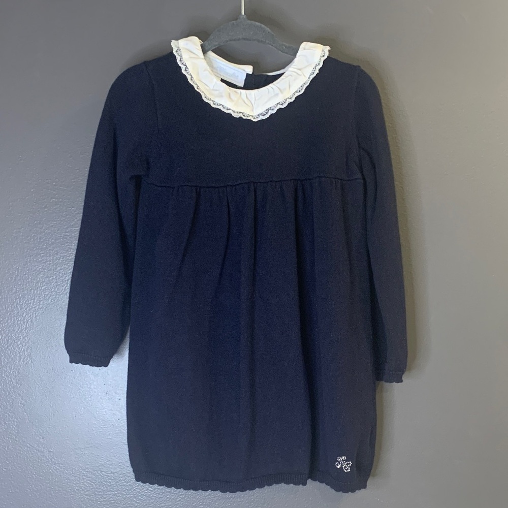 Tartine et Chocolat Navy Dress with White Collar Size 2A